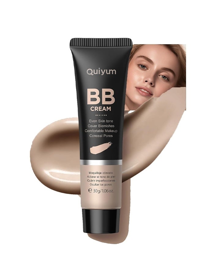QUIYUM BB Cream Tinted Moisturizer, 9Colors Moisturizes & Conceals, Cover Blemishes & Pores, Even Skin Tone, Lighiweight Foundation Full Coverage Tinted Illuminator for All Skin, Oil-Free,#240 Natural - Image 1